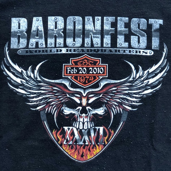 Black Baronfest World Headquarters Harley Shirt - Picture 2 of 4